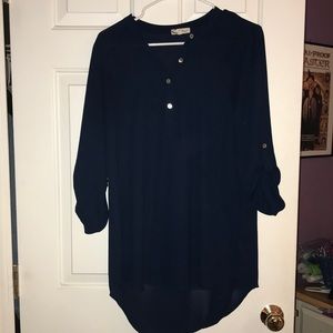 Long tunic navy blue button shirt